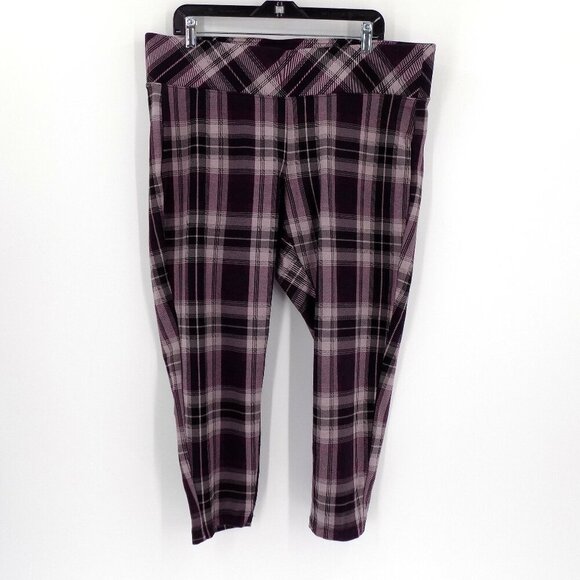 Torrid Studio Ponte Slim Fix Pant Size 2X Purple Plaid - Picture 1 of 3